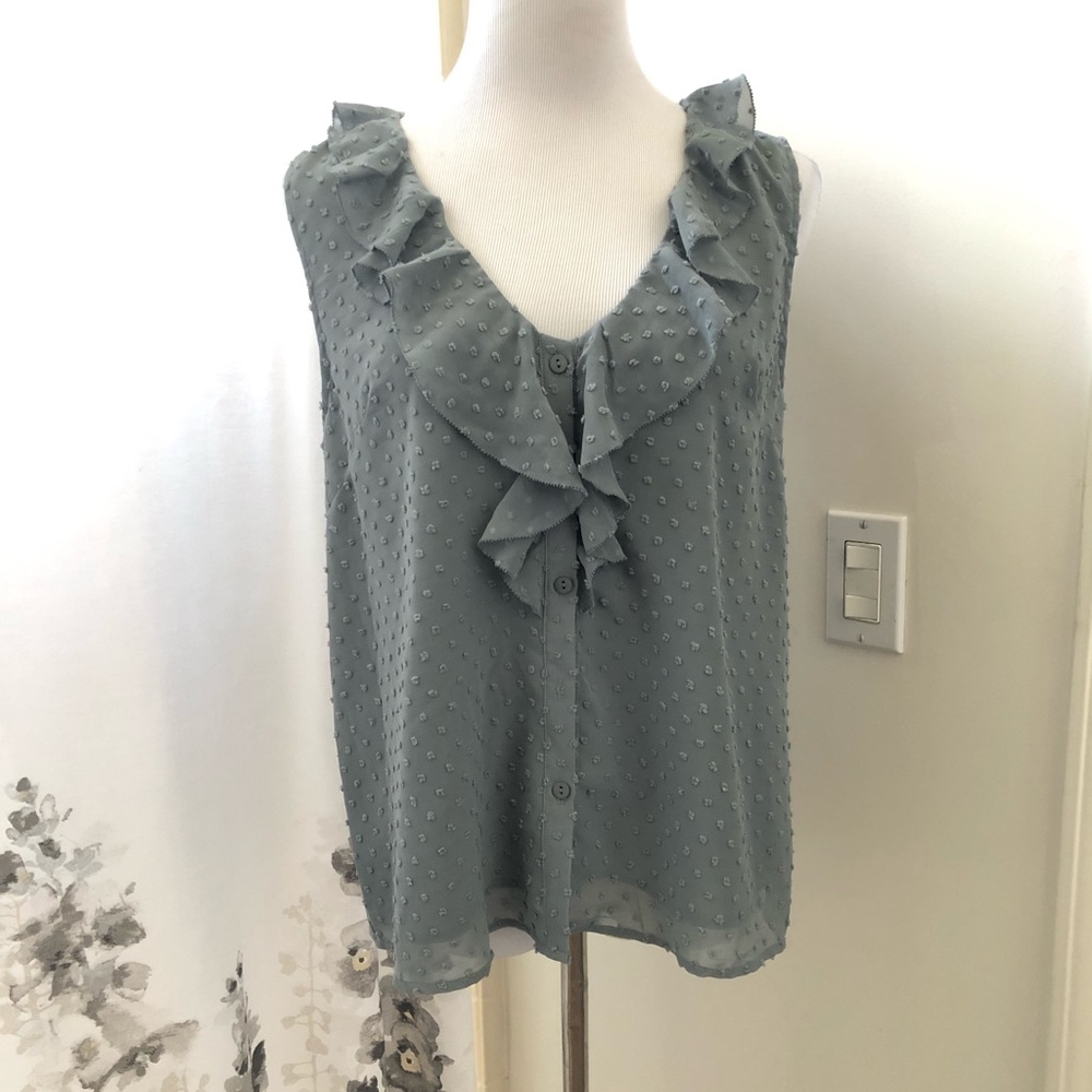 Sage ruffle top